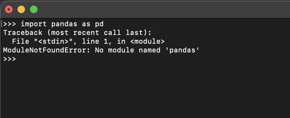 ModuleNotFoundError- No module named pandas